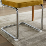 Mid Century Modern Dining Chairs Set of 2, Velvet Accent Chairs with Natural Cane Back & Stainless W1143P168323