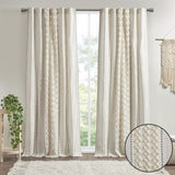 1PC 50x108" Cotton Printed Curtain Panel with Chenille Stripe and Lining B035P341186