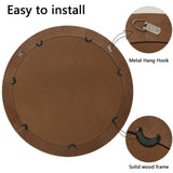 23.62 inches Round Wall Mirror for Bathroom Vanity, Wooden Farmhouse Circle Mirrors for Bedroom, W2295P246678