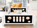 Twin Size Classic Car-Shaped Platform Bed with Wheels,White WF296353AAK
