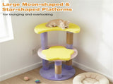 29" Moon & Star Cat Tree with 4 Levels, Jute Scratching Posts & Anti-Tipping Device for Kittens & 17222653