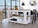Rockaway 2-Drawer 2-Shelf Kitchen Island White and Light Oak B06280059