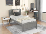 Wood Platform Bed with Headboard,Footboard and Wood Slat Support, Gray WF190781AAE