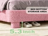 Twin Size Single Upholstered Platform Bed Frame with 46" Tufted Boucle Headboard, Wooden Slat 11592141