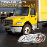 Headlight Assembly Compatible with 2004-2013 Freightliner M2, White Color, Left Driver &Right W1155P284486