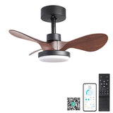 24" Black small Ceiling Fan with Light remote control ,Modern Low Profile Ceiling Fan, 6-Speeds W2352P224344