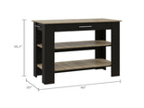 Kitchen Island 37" H, Two Open Storage Shelves, One Drawer, Four Legs,Towel Hanger, Black / Light B097132959