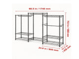 Clothes Rack, Rolling Garment Rack with 4 Hang Rods & 8 Storage Tiers, Adjustable Freestanding 02429095