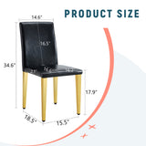 Set of 4 black PU leather backrest chairs with gold metal legs -A perfect pairing, ideal for W3226P279074