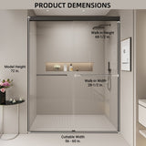 56-60 in. W x 72 in. H Double Sliding Shower Door, Semi-frameless Bypass Bathroom Sliding Door with W1573P239432