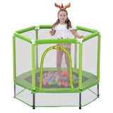 ZNTS 55'' Toddlers Trampoline with Safety Enclosure Net and Balls, Indoor Outdoor Mini Trampoline for 57649214