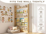 6 Tier Behind The Door Bookshelf, Wooden Kids Bookshelf with Open Storage, Wall Mount Shelve & 28329247