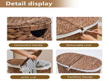 Oval Laundry Hamper with Lid, Woven Natural Water Hyacinth Laundry Hamper 53981278