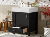 20.28'' Black Modern Bathroom Vanity with Ceramic Sink, Solid Wood Frame, and Drawer Ideal for N729P277755B