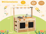 Kids Outdoor Mud Kitchen Playset, Realistic Stoves/Sink with Utensils & Chalkboard for Creative Play 72563983