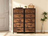 Vertical Fabric Storage Dresser, Tall Narrow Storage Tower with Large Capacity Drawers, Sturdy Metal 02753174