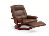 Brown Swivel Recliner Chair PU Leather Reclining Armchair Retractable Footrest Wood Base Adjustable 00264137