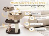 41 Inch Hand-Woven Water Hyacinth Cat Tree, 3 Sisal Scratching Posts Multi-Level Activity Center for 74500291