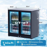 7.4 Cu.Ft Back Cooler 35.4"W Beverage Refrigerator, 2 Low-E Glass Sliding Doors, Counter Height W1192P248472