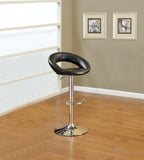 Black Faux Leather Stool Adjustable Height Chairs Set of 2 Chair Swivel Design Chrome Base PVC B01149814