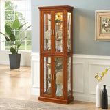 Curio Cabinet Lighted Curio Diapaly Cabinet with Adjustable Shelves and Mirrored Back Panel, W1693P154578
