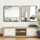 36in x 36in Inch Black Metal Framed Square Bathrrom Mirror for Wall. W2203P310398