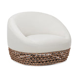 Willow 35.5" Upholstered Woven Patio Deep Seating Armchair, Golden Brown Wicker Frame, Wheat Beige B2719P305699