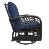 ZNTS 3 Pieces Conversation Set, Outdoor Wicker Rocker Swivel Patio Bistro Set, Rocking Chair with Glass W2749P185909