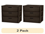 (2 pack) Wide 3 Drawer Tower, Plastic Storage Organizer with Removable Decorative Bins, Easy 72364963
