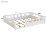 Queen Montessori Floor Bed with Safety Guardrails, Low Profile Wood Platform Bed Frame for Kids & W1858P475434