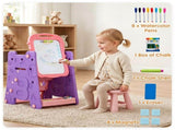 Pink 3-in-1 Kids Double Sided Art Easel, Magnetic Whiteboard & Chalkboard Standing Drawing Board 74504505
