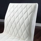 Ivory Leatherette 2pcs Side Chairs Dining Room Furniture Black Metal frame Padded Seat Dining Chair B011P214980