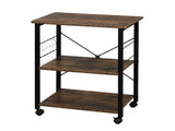 3-Tier Microwave Oven Rack with 10Hooks 4 Wheels and X-Shaped Reinforcement on the Back Retro-Style 24693106