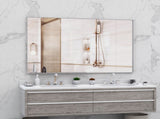 60"x40" Oversized Modern Rectangle Bathroom Mirror with Silver Frame Decorative Large Wall Mirrors W708P297600