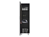 Vernon Slim Storage Cabinet with 4-Tier Shelf and Broom Hangers, Black Wengue B097P474306