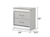 Glam Modern 2-Drawer Nightstand with Crystal Accents, LED Lighting and White Lacquer Finish B009P243214