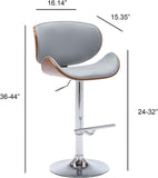 Modern Contemporary Swivel Walnut Bentwood Lift Adjustable Height Bar Stool with Curved Seat and B347P352940