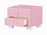 Elegant Velvet Nightstand with 2 Drawers and Crystal Handle, Storage Bedside Table with 65270189
