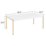 ZNTS White and Gold Rectangle Coffee Table B062P181416