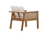Outdoor Dining Chairs Set of 2, Acacia Wood Patio Armchair with Natural Wickers and Cream Washable N762P403831T