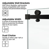 60*72" Fixed & Sliding Shower Door, Square Tube Hardware, Clear Glass Shower Door, 3/8 SGCC 07983984