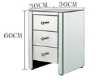 Mirrored Glass Bedside Table with Three Drawers Size S 50732278