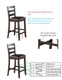 Rustic Farmhouse Transitional 5-Pc Counter Height Dining Set Square Table Wood Top Bottom Display B011P185607