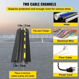 VEVOR Cable Protector Ramp, 5 Packs 2 Channels Speed Bump Hump, Rubber Modular Speed Bump Rated T3342P360021