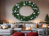 60in Pre-lit Christmas Wreath, Lighted Artificial Xmas Wreath with 220 Cold & Warm White Lights and 31157154