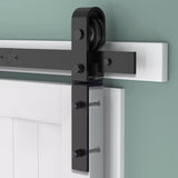 ZNTS 80" Bi-Folding Sliding Barn Door Hardware Kit for 4 Doors,Smoothly&Quietly,Black Track J Shape 85056977