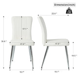 Modern white PU dining chair, cloth upholstered chair, electroplated metal chair legs, suitable for W210P224292