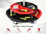 Height Adjustable Rolling Mechanic Stool with 2-Tier 8-Compartment Tool Tray, SGS Gas Lift 18"-23.5" 18652772