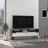Oslo Tv Stand for TVs up 51", Two Drawers, Four Legs, Three Open Shelves -Dark Brown / White B20092107