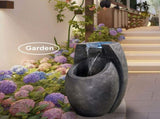 Backyard Water Fountain 21.5 Tall Floor Standing Fountain, Indoor/Outdoor Modern Two-Tier 56051959